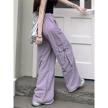 美式復古口袋設計感街頭工裝褲女夏季薄款速干防曬褲顯瘦休閑褲子