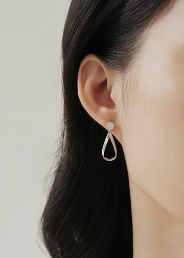 水滴閃鑽．純銀耳環