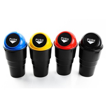 PS Mall【J525】多功能車用垃圾桶 翻蓋式 自彈回垃圾桶 雜物桶 收納桶 翻蓋迷你置物桶