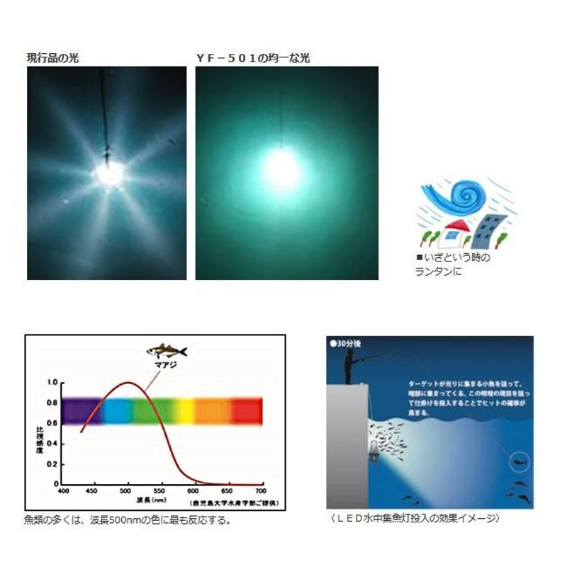 フィッシングツール ハピソン 乾電池式高輝度LED水中集魚灯 最大500