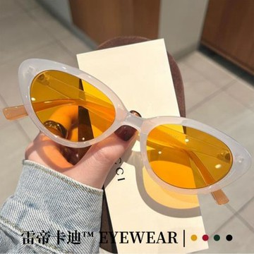 新款顯臉小貓眼太陽鏡歐美辣妹素顏高級感墨鏡女凹造型甜酷風眼鏡
