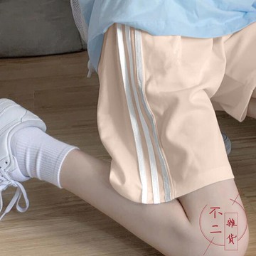 運動短褲女夏寬松潮外穿跑步韓版休閒高腰bf風中褲直筒五分褲【不二雜貨】