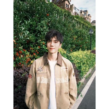 時尚潮流休閒寬鬆痞帥外套男撞色翻領字母設計感上衣男