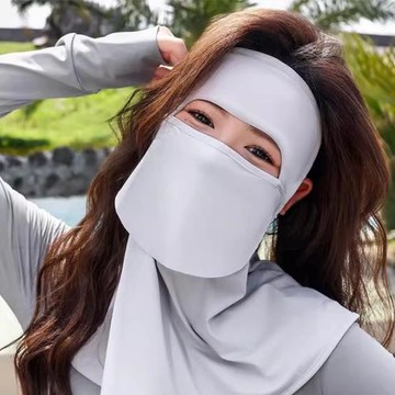 新款可喝水防曬面罩全臉冰絲口罩防紫外線騎行戶外透氣開車臉基尼