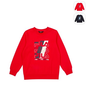 【FILA】KIDS 孩童款 長袖圓領T恤-紅色 1TEY-8903-RD