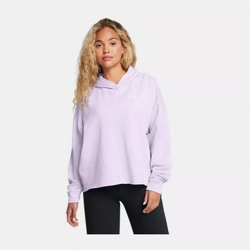 【UNDER ARMOUR】Rival Terry OS 連帽長袖套頭衫 女 帽T 紫色-1382736-535