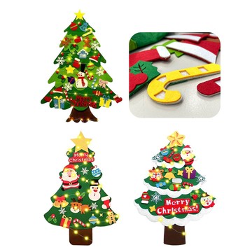 wide view附燈串diy毛氈聖誕樹背景掛飾(s001)