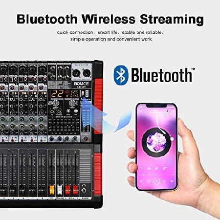 BOMGE X-8 Professional Channel Audio Mixer Sound Board Mixing Console Mic Line Input Interface USB MP3 Bluetooth Input 48V Phantom Power 24 FX DSP