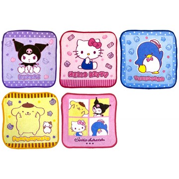 akachan honpo - 小方巾5件組-三麗鷗 卡通人物Ⅱ (15×15cm)