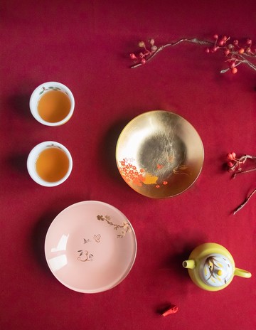 年節送禮【粉色泡泡蹦蹦兔手工小盤】 婚禮小物│春節禮品