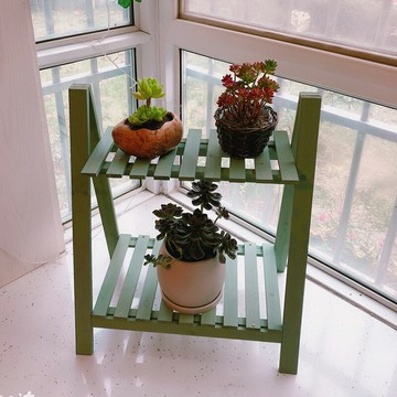 簡約特價兩層實木花架子多層木質木制花盆架仿古白色階梯折疊陽臺