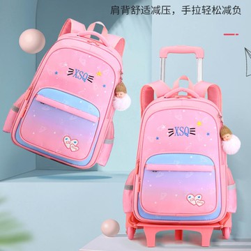 小學生拉桿書包2-3-6年級女孩手拖拉兒童拉桿箱大容量爬樓6-12歲 免運開發票