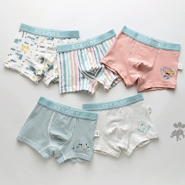 【優貝選】高質感親膚彈力透氣條紋汽車男童立體四角小內褲(五件組)