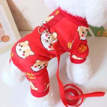 狗狗衣服新年喜慶居家服泰迪比熊博美小狗寵物冬季可愛福旺新年裝
