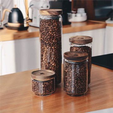 相思木蓋子 咖啡豆收納罐 300/500/750ml / 1L 高硼硅透明玻璃罐
