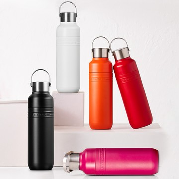 【收禮者可自選】Le Creuset-On The Go 系列保溫水壺500ml-無盒  (沉靜黑/櫻桃紅/火焰橘/野莓金/棉花白 5色任選)