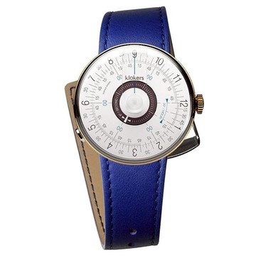 【買錶送 klokers 皮革零錢包，送完為止！】KLOK-08-D5 孔雀藍錶頭+單圈皮革錶帶 咖啡色