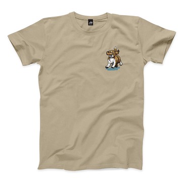 小狗跑步 - 卡其 - 中性版T恤