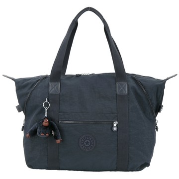 Kipling ART 中款 防潑水尼龍肩背/手提旅行袋(復古藍)