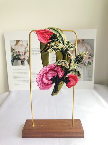 原創墨綠色花朵髮箍