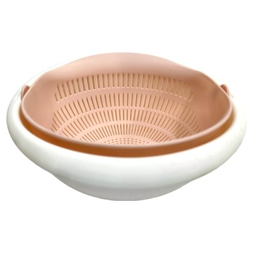 MIKA HOUSE 橘之屋 雙層創意旋轉瀝水籃 環保PP材質 款式簡約 360°旋轉  23 x 10cm  白色 + 橘色  1盒