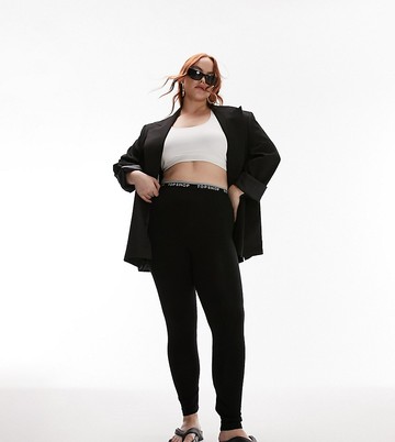 Topshop Curve branded elastic legging in black
