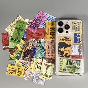 歐美ins小眾搖滾樂隊門票披頭士皇后小卡片可放夾手機后面的diy裝飾手機殼適用于15promax透明14軟殼13