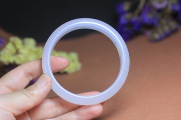 【手鐲】新中式國風天然玉髓白月光凍冰透瑪瑙手鐲高冰種女玉鐲