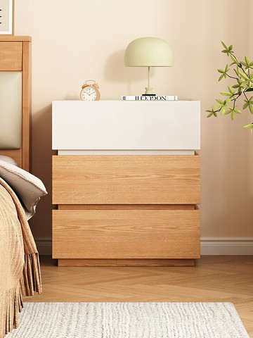 床頭櫃原木奶油風實木床頭柜簡約現代臥室小型儲物柜輕奢床頭收納床邊柜