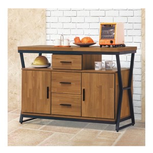 【MUNA 家居】工業風木心板4尺餐櫃/碗盤櫃(223)