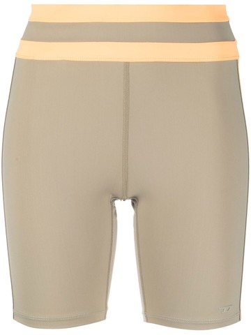 Diesel - logo-tape shorts - women - Nylon/Spandex/Elastane - L - Green