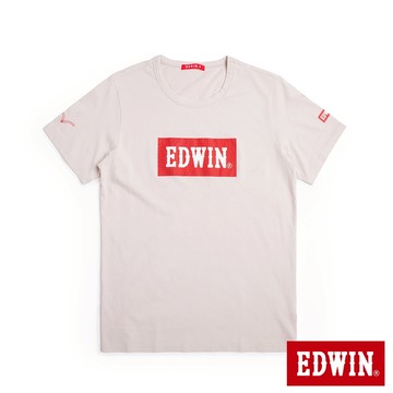 EDWIN 男款 人氣復刻款 經典大紅標LOGO短袖T恤(灰卡其)