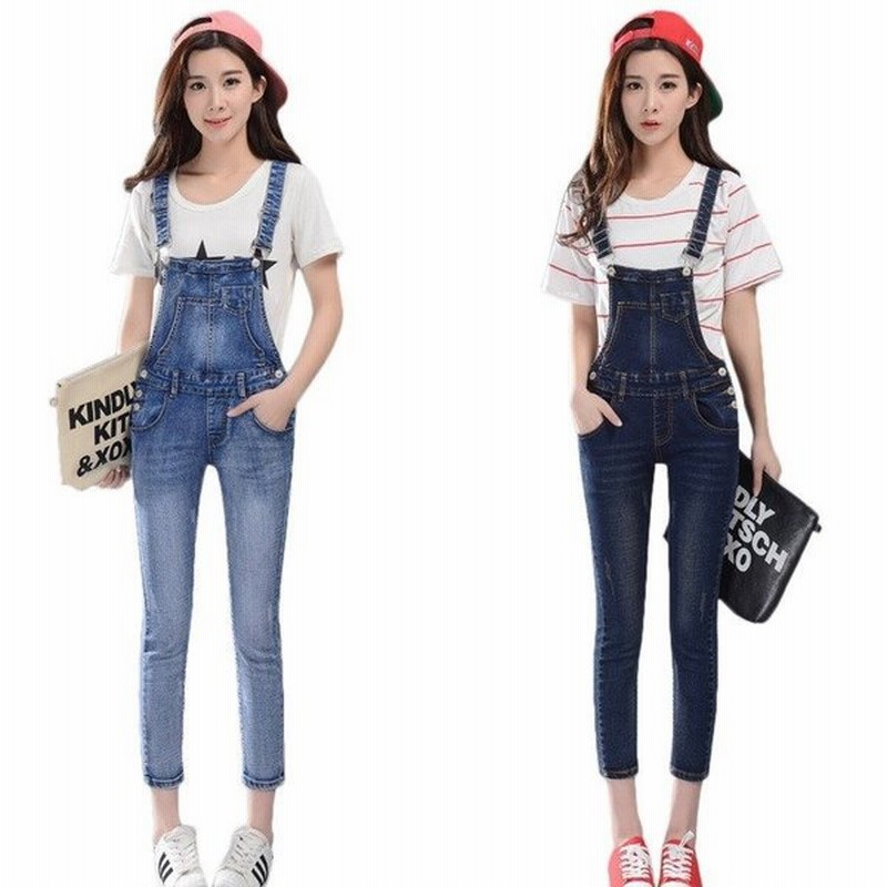 オーバーオール デニム サロペットジーンズ 9分丈 つなぎ オールインワン スリムパンツ スキニー レディース Gパン ジーパン ロングパ 通販 Lineポイント最大get Lineショッピング