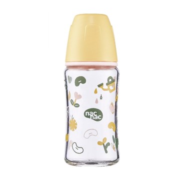 Nac Nac 妍心35%晶透防脹氣玻璃寬口奶瓶240ml-愛的灌溉
