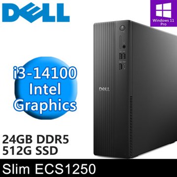 DELL Slim ECS1250-P1308BTW-SP1(i3-14100/24G DDR5/512G PCIE/W11P)特仕機