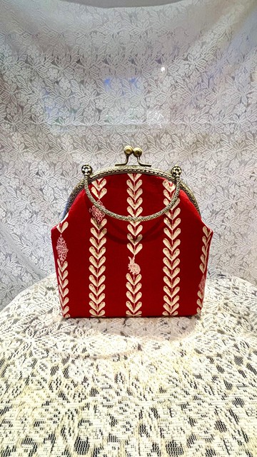 MBC 人手製 16cm圓形口金 手提 麥穗 紅色