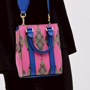 GUCCI 696010 GG Supreme限定印花兩用迷你托特包.藍