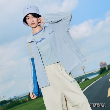 STAYREAL STAY SIMPLE可收納輕薄風衣 - 淺藍