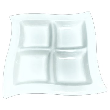 TATUNG 大同磁器 四格方形浪盤 強化餐用  乳白色  1個