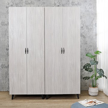 柏蒂家居-瑪洛5.1尺四門收納衣櫃-三吊桿+收納層格