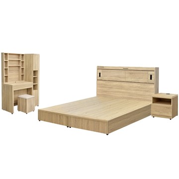 IHouse-品田 房間4件組(床頭箱+床底+床頭櫃+鏡台含椅) 雙大6尺梧桐