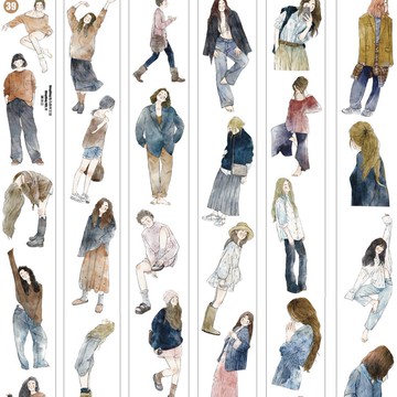 秋日 私の季節コーデ OOTD PET 和紙膠帶 10米卷 (kiss-cut)