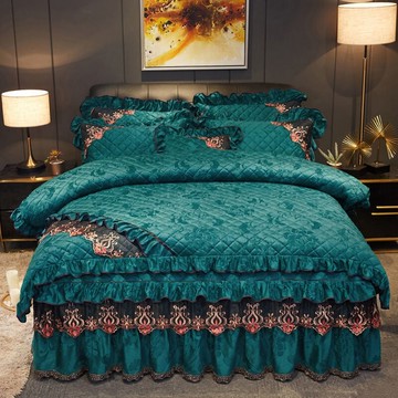 歐式天鵝絨保暖四件套 加厚蕾絲床罩 雙人毛絨被套 天然鵝絨 高端大氣 讓你的睡眠更加美麗