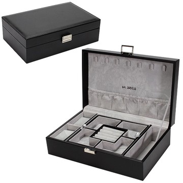 首飾盒飾品盒小物收納首飾收納飾品歐式公主風多夾層項鍊耳環手錶-銀/藍/褐/黑/白【AAA2467】