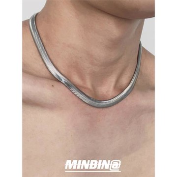 寬版蛇骨鏈項鏈男女情侶ins冷淡風鈦鋼不掉色嘻哈潮酷小眾鎖骨鏈