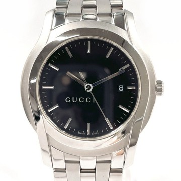 【日本直送 二手美品】GUCCI 古馳 腕錶 5500XL G-Class 不鏽鋼 錶殼 銀色 黑色錶盤 石英 男士