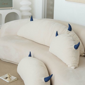 抱枕 靠枕 ins牛角床頭靠背靠墊軟包床上拆洗背墊靠枕兒童沙發純色異形爆款S0104快速出貨