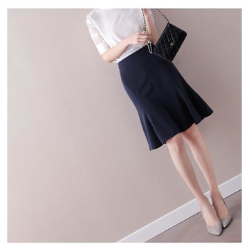 女人味魚尾裙子半身裙春夏新款氣質高腰顯瘦開叉純色包臀輕熟半裙