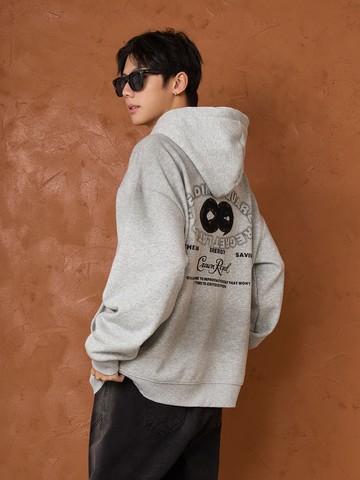 無限符號貼布加絨長帽T