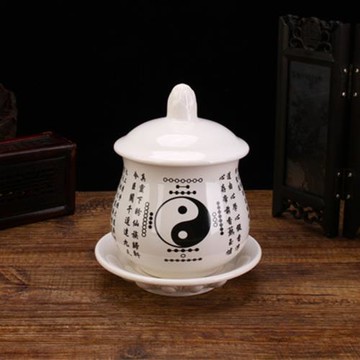 供水杯道家供杯陶瓷道家八卦圖貢水杯茶杯紅色黃色圣水杯道家供具